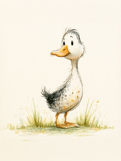 Cute Duckling Watercolor Print. poster