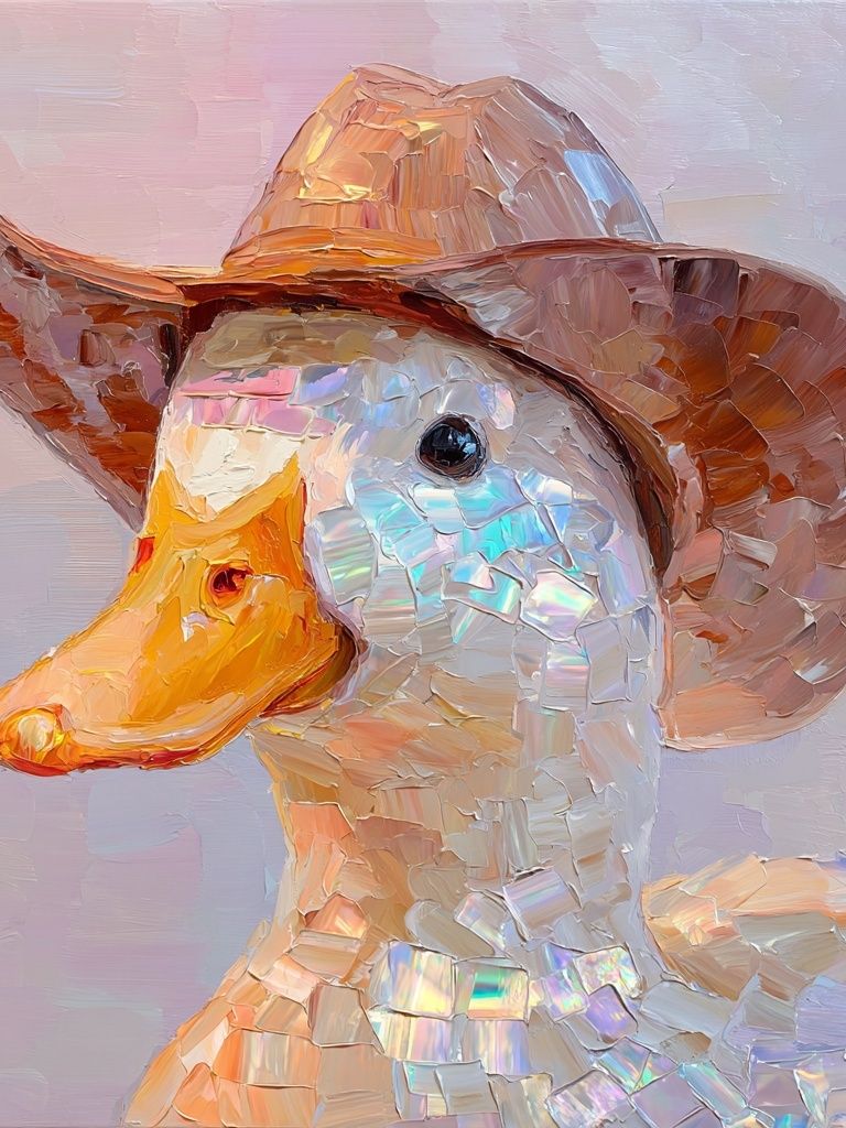 Duck in Cowboy Hat — Illustration Print. poster — illustration art