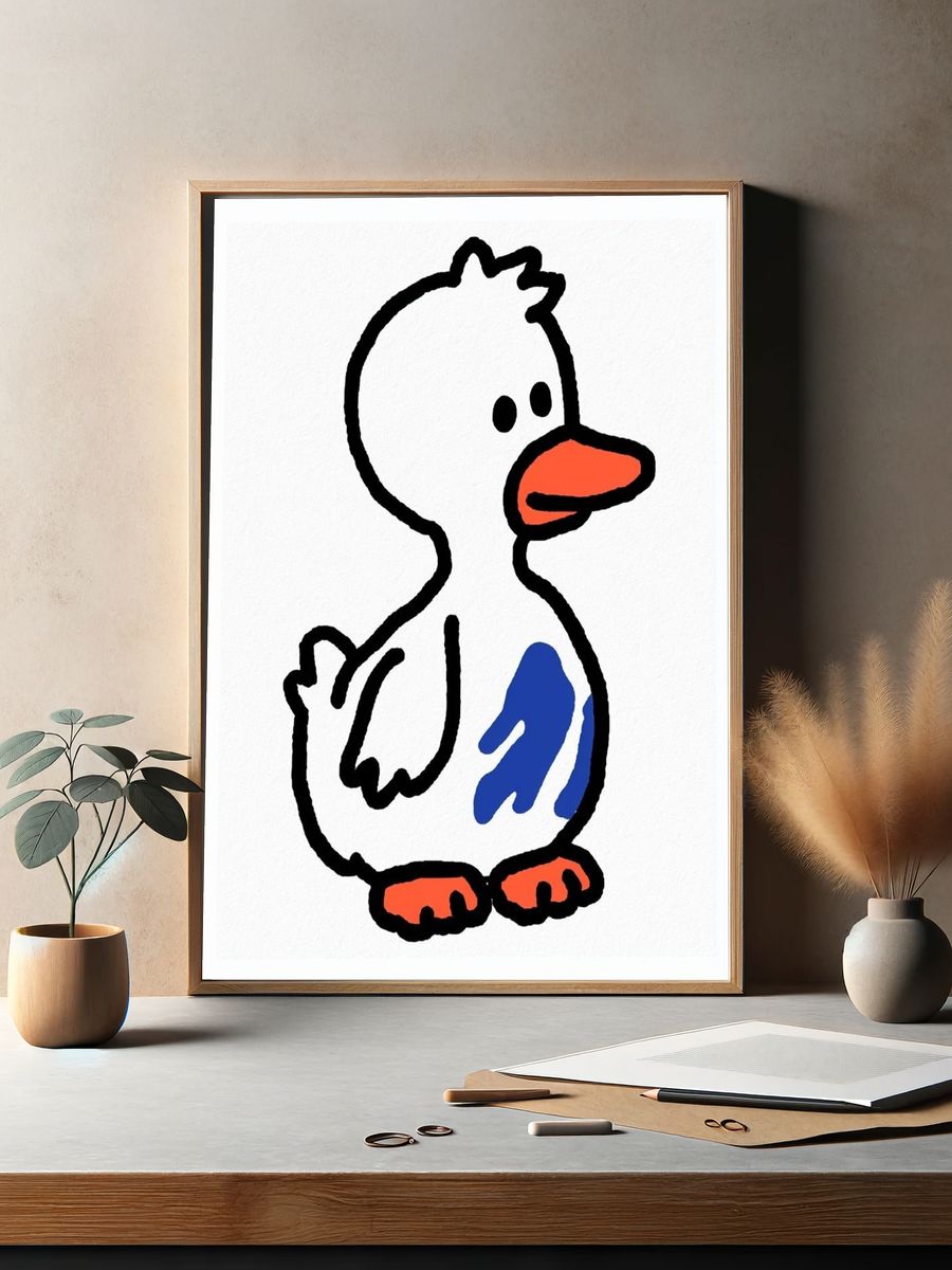 Playful Duck Illustration Poster. — room view 2