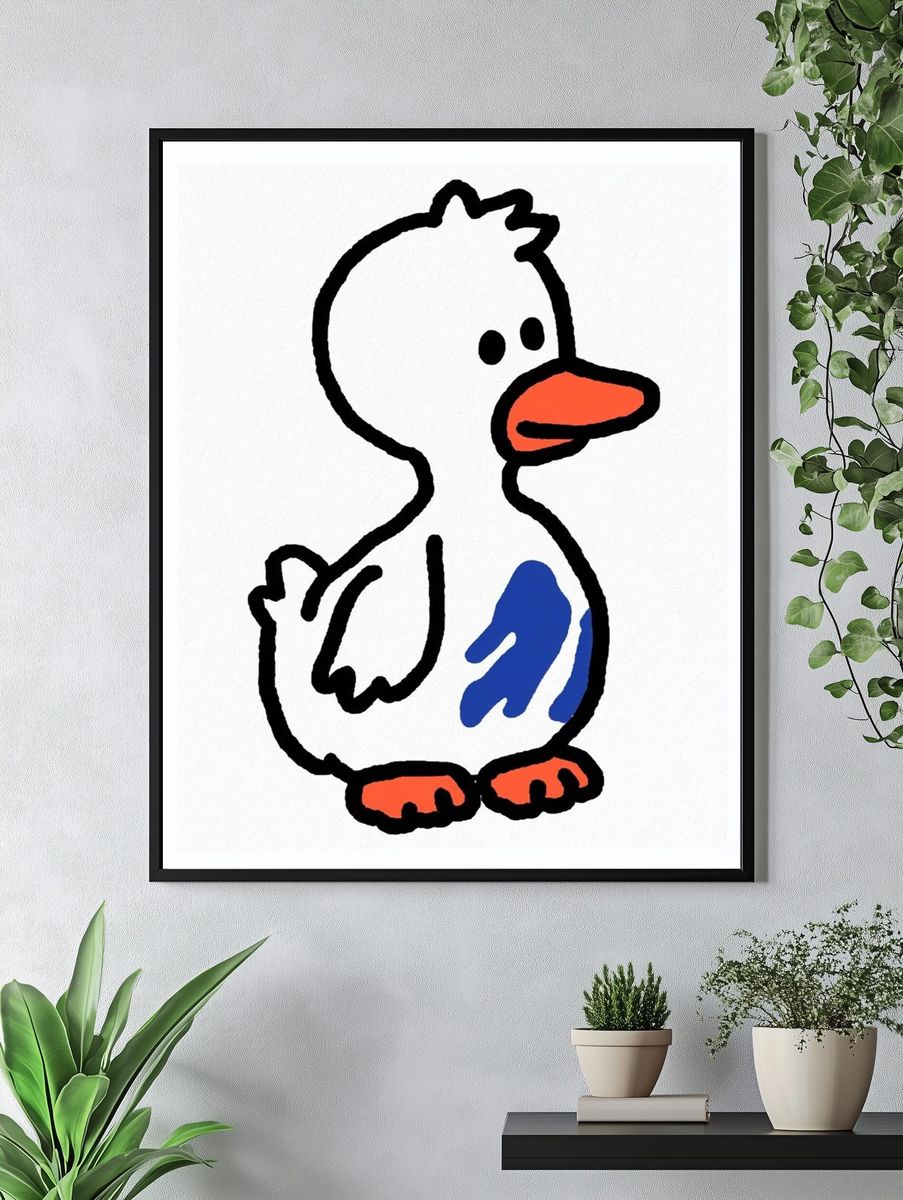 Playful Duck Illustration Poster. — room view 4