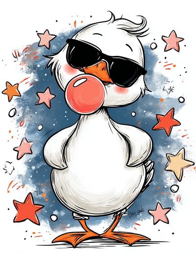 Cool Duck with Sunglasses — Cartoon Print. poster print