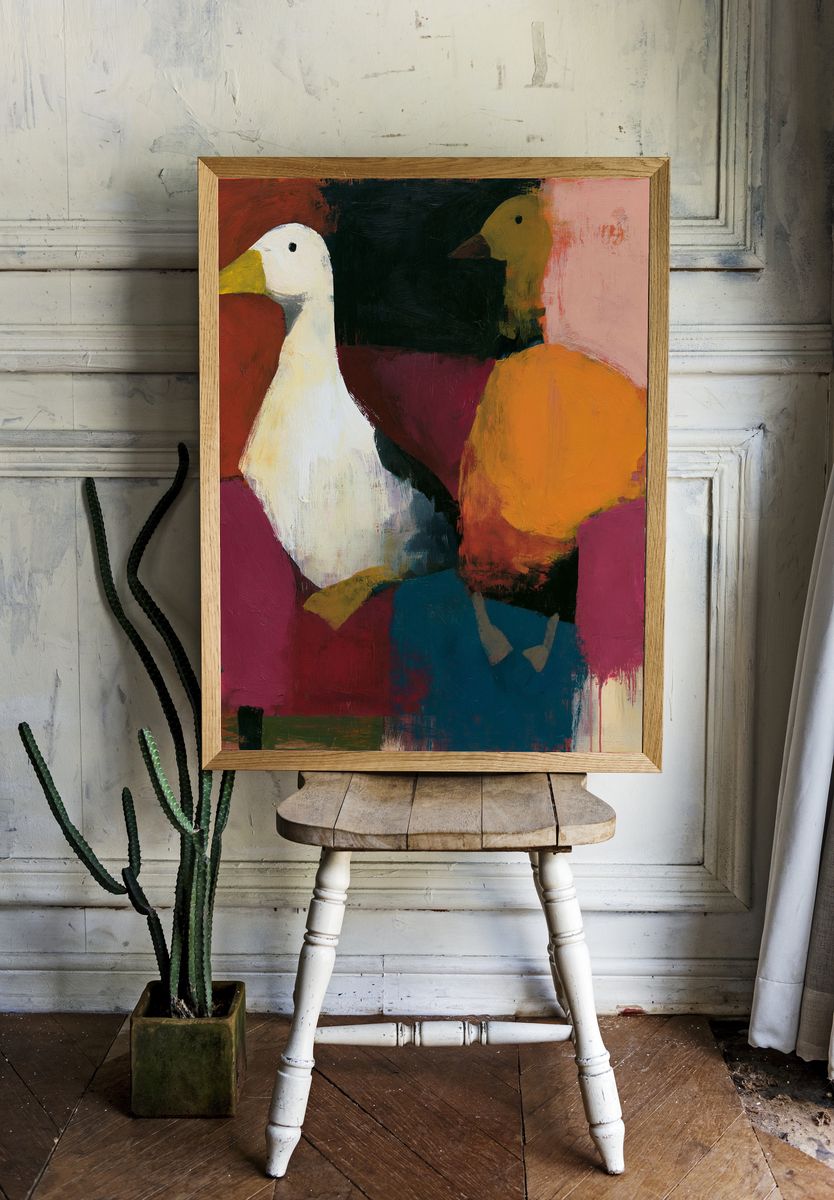 Duck Pair Abstract Poster. — room view 1