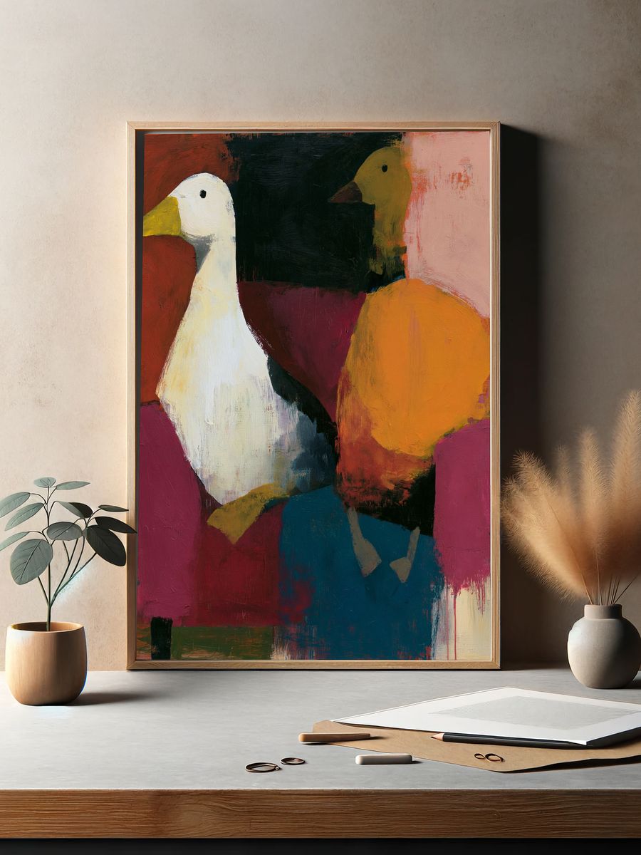 Duck Pair Abstract Poster. — room view 2