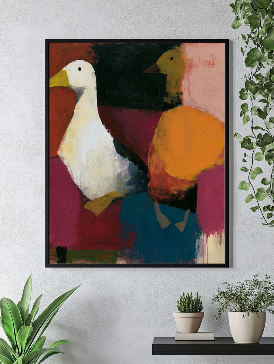 Duck Pair Abstract Poster. — room view 4