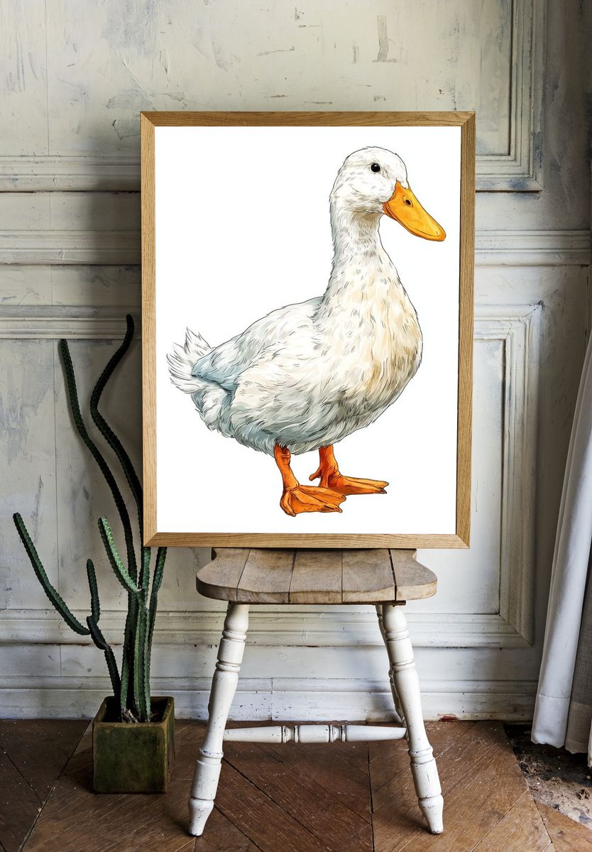 Cute Duck Illustration Poster room preview