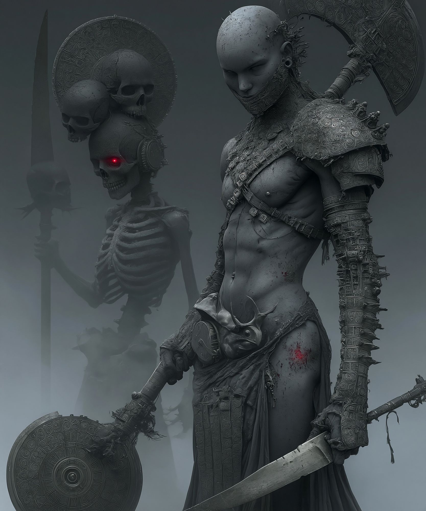 Dark Warrior Sculpture Print. poster detail