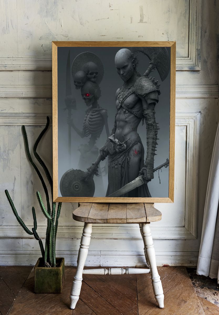 Dark Warrior Sculpture Print. — room view 1