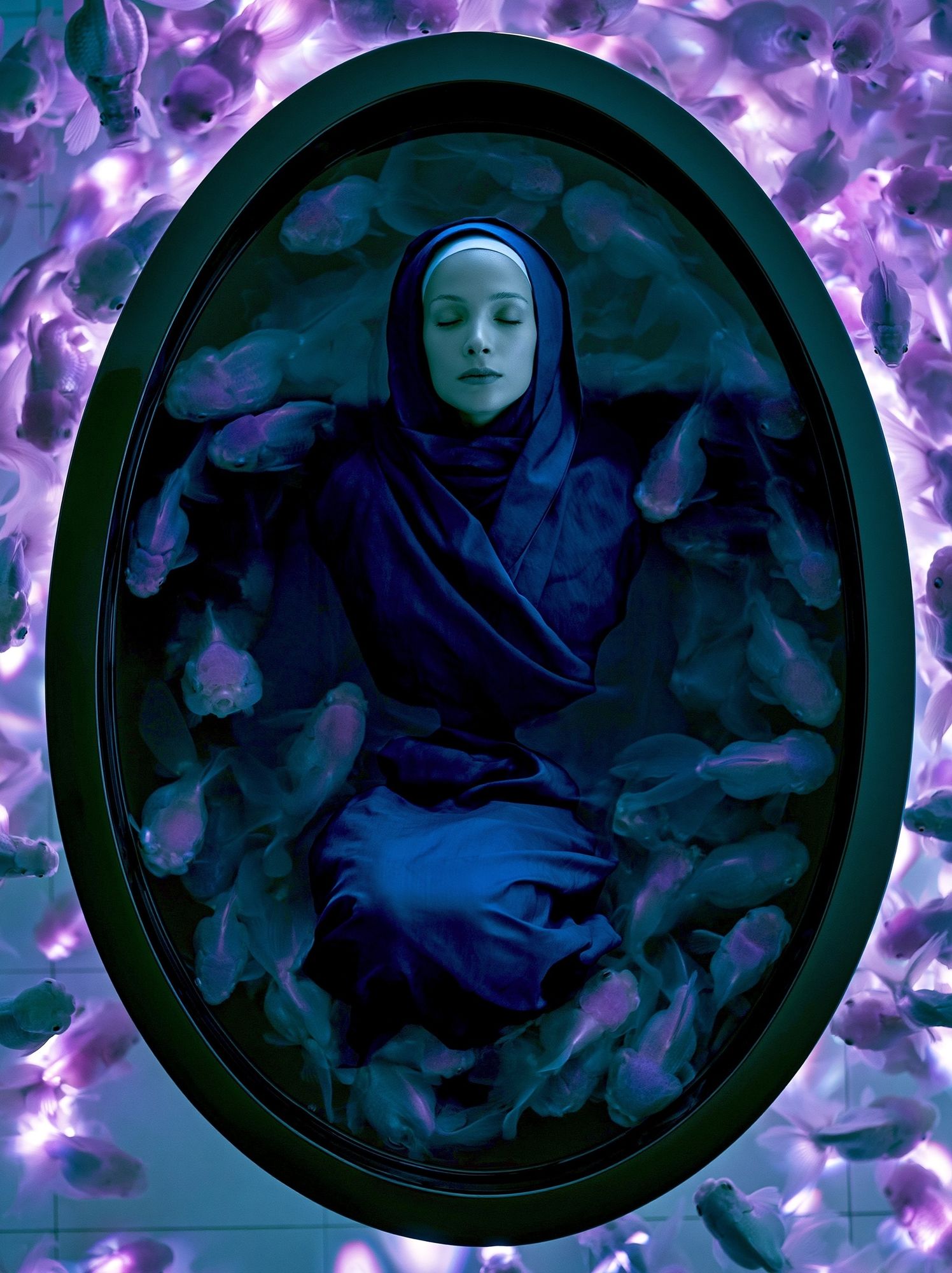 Dreaming Woman with Fish Print. poster detail