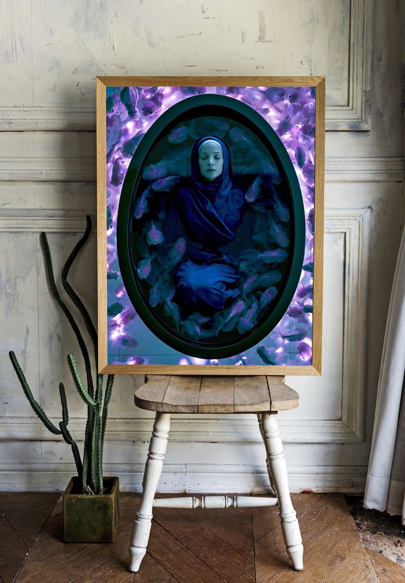 Dreaming Woman with Fish Print. room preview