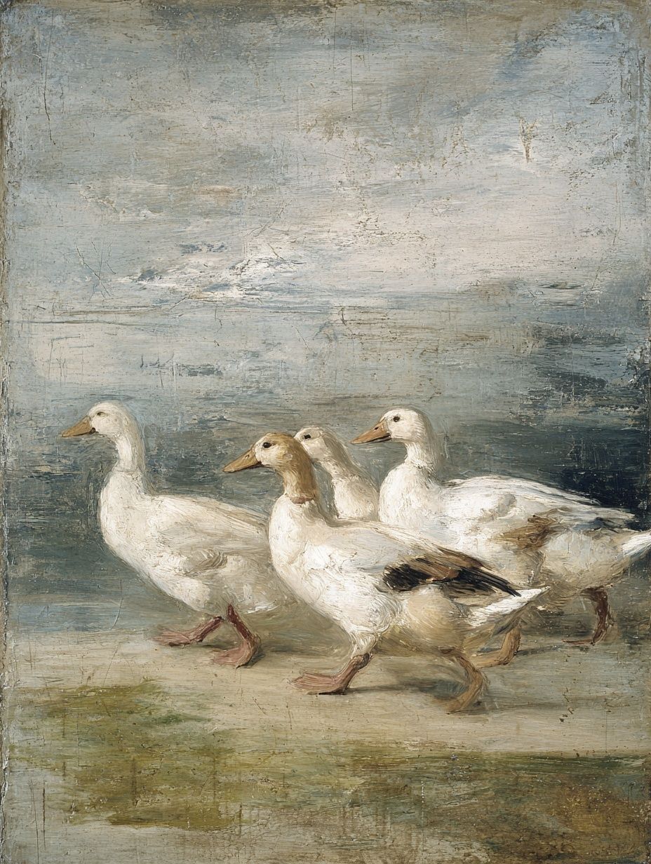 Ducks Walking — Fine Art Print. poster detail