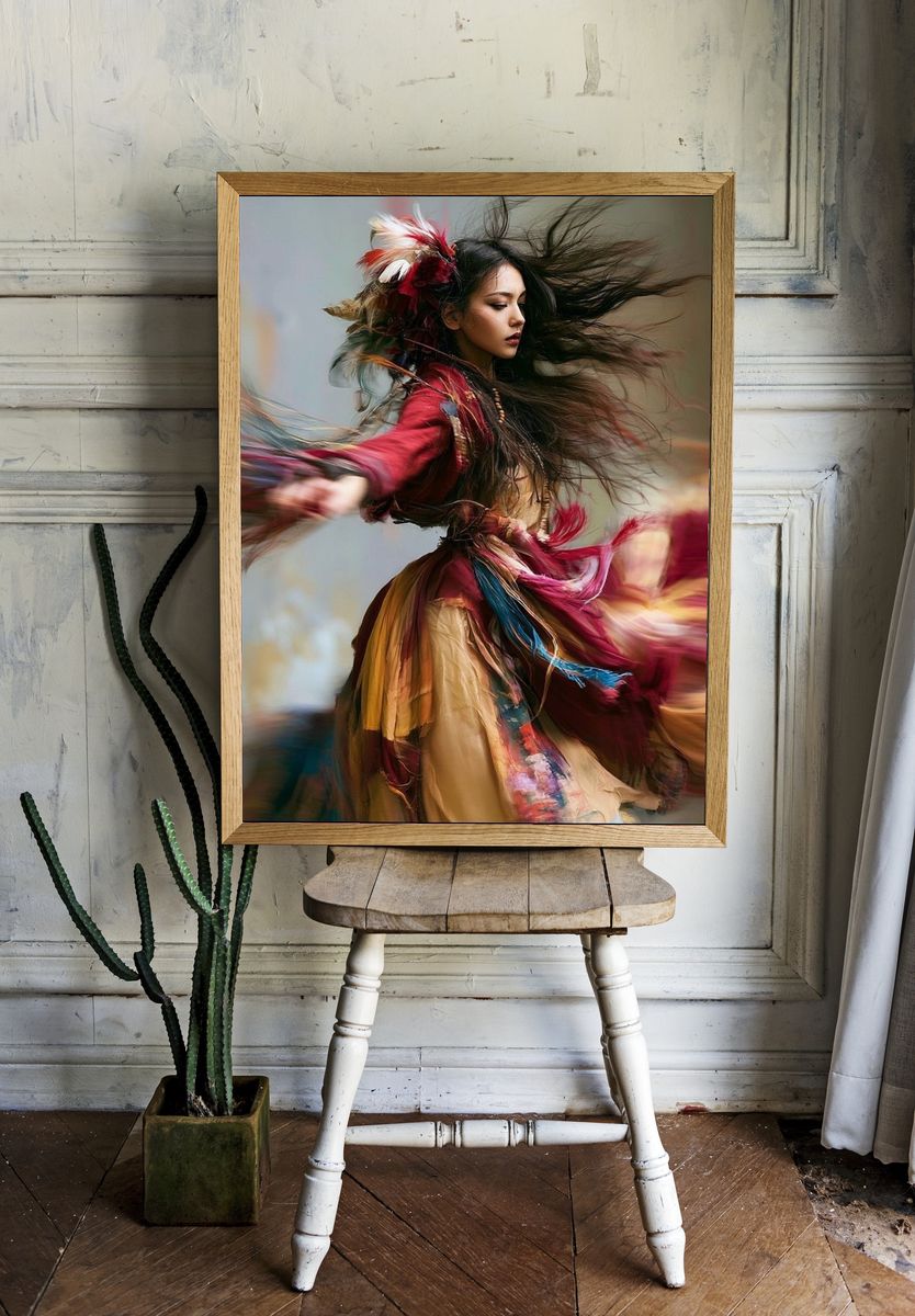 Dancing Woman Portrait Print. — room view 1