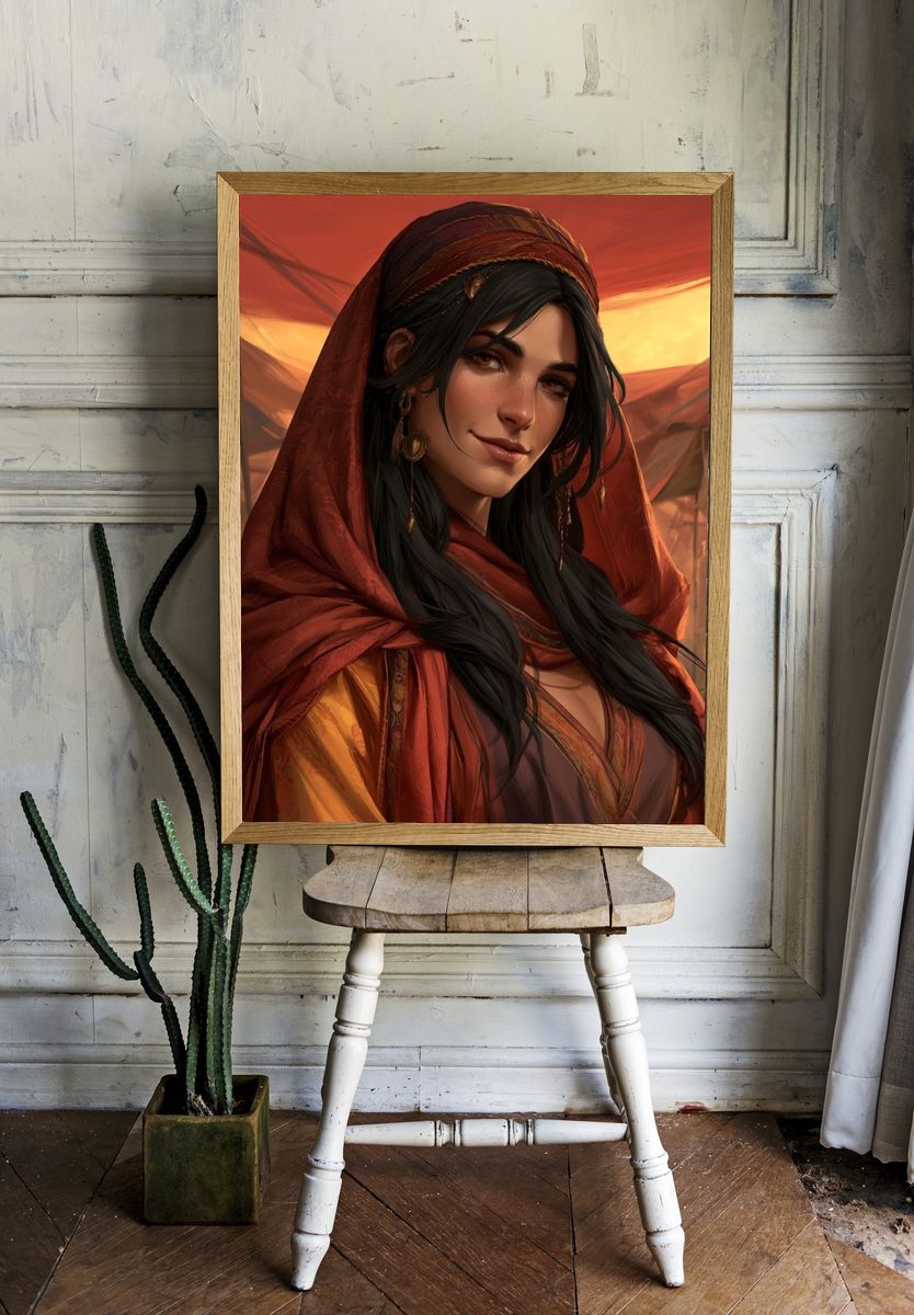 Desert Woman Portrait Print. — room view 1