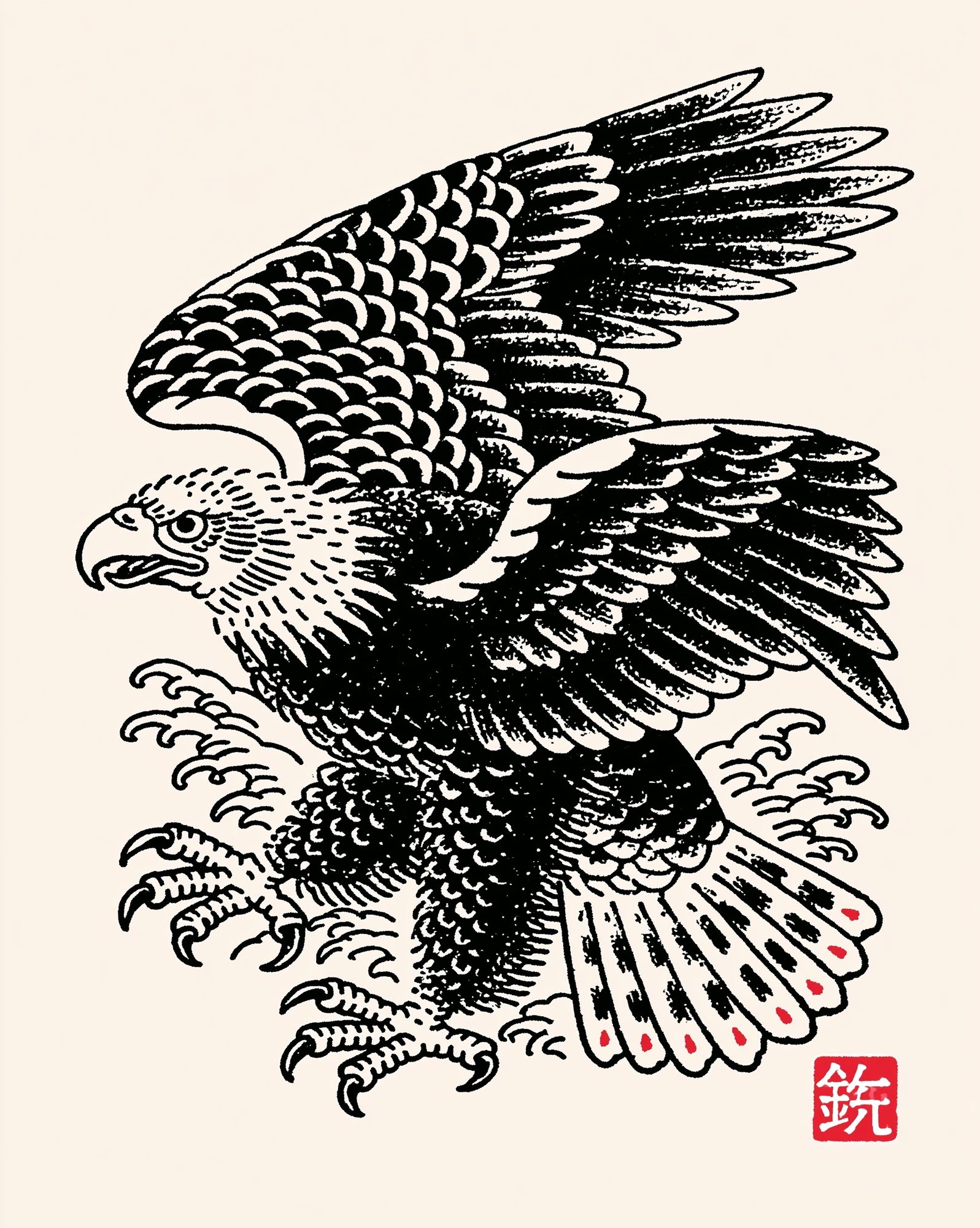 Japanese Eagle Ink Poster. poster detail