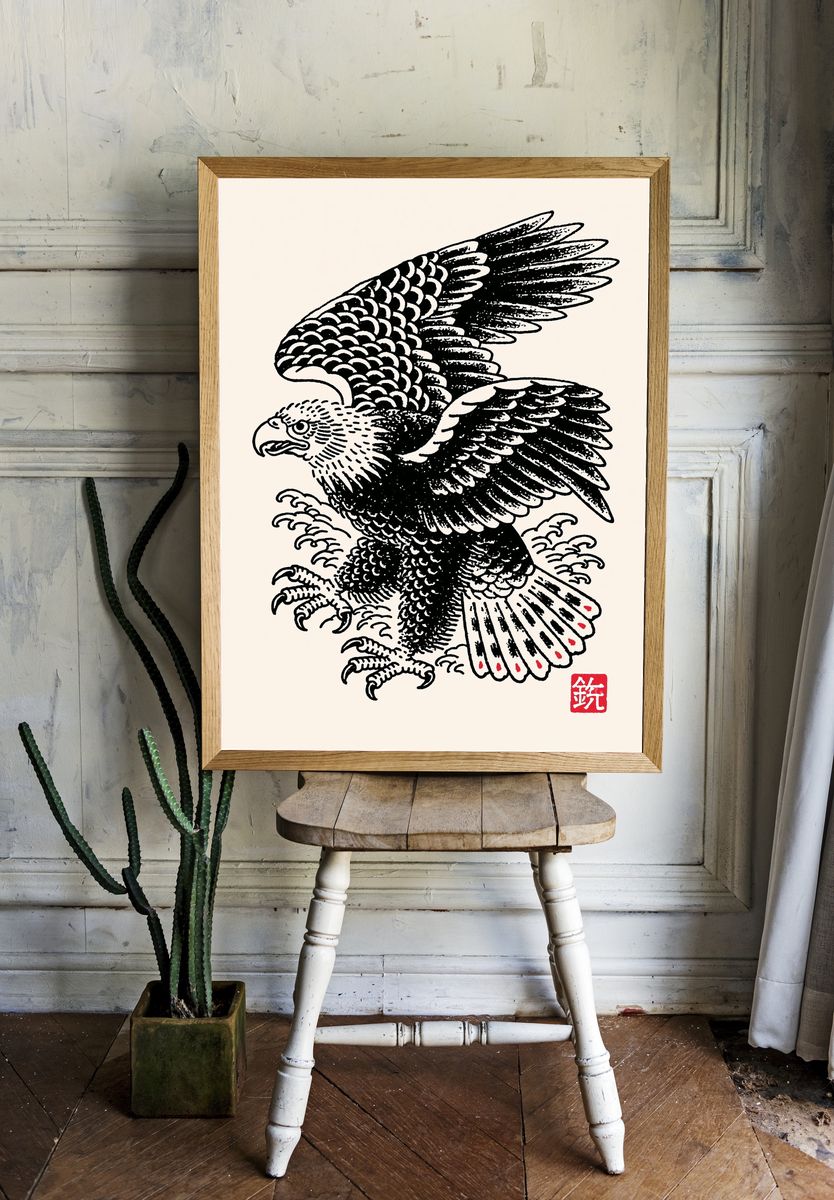 Japanese Eagle Ink Poster. — room view 1