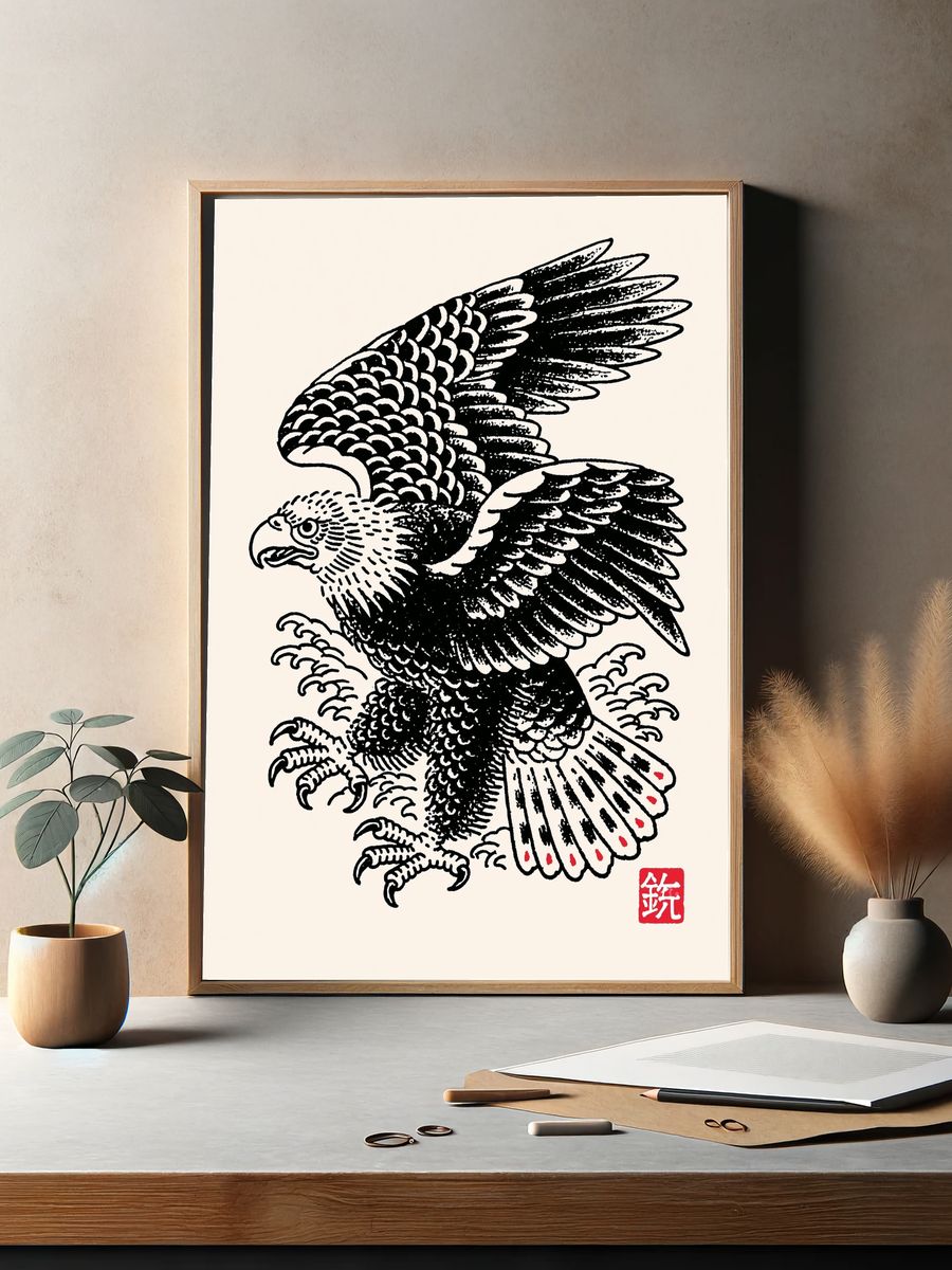 Japanese Eagle Ink Poster. — room view 2