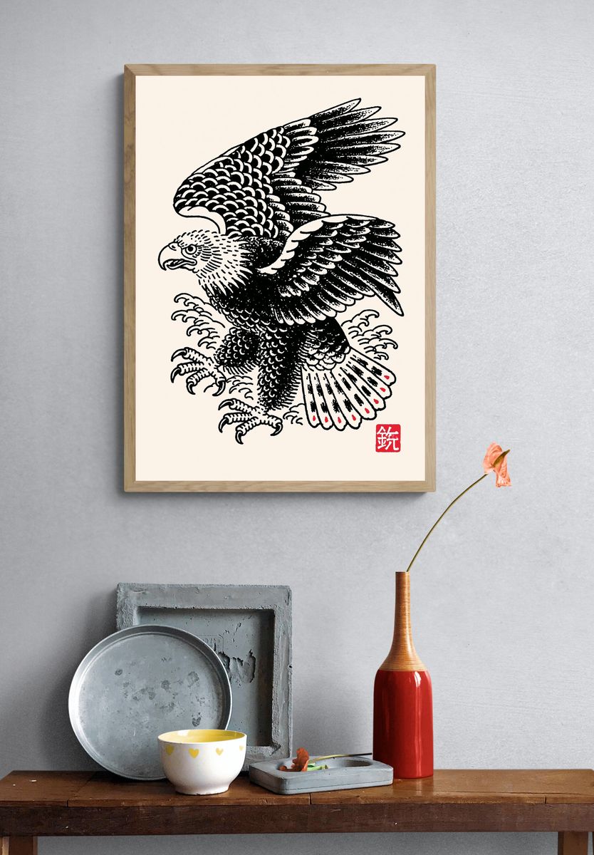 Japanese Eagle Ink Poster. — room view 3