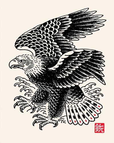 Japanese Eagle Ink Poster. poster