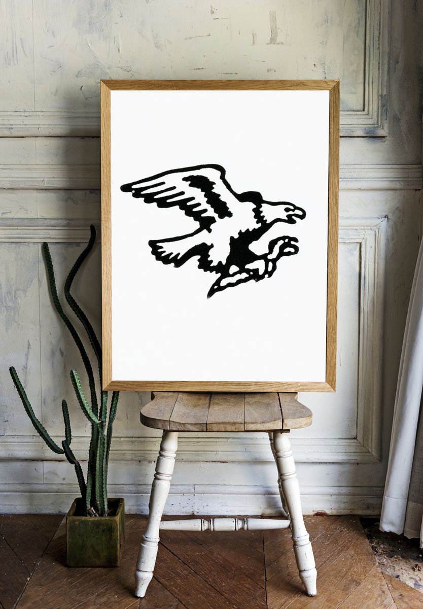 Flying Eagle Line Art Print. — room view 1
