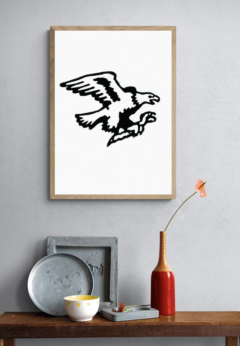 Flying Eagle Line Art Print. — room view 3