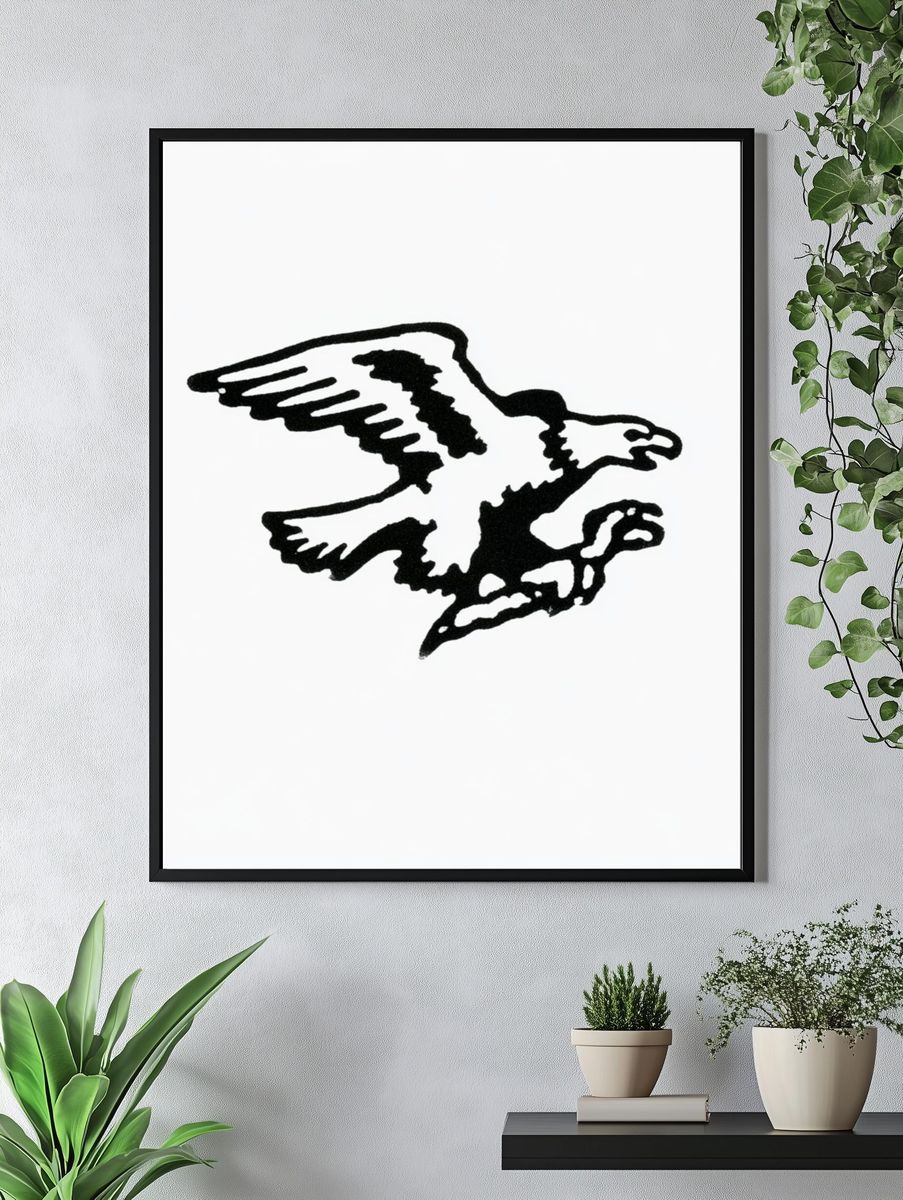 Flying Eagle Line Art Print. — room view 4
