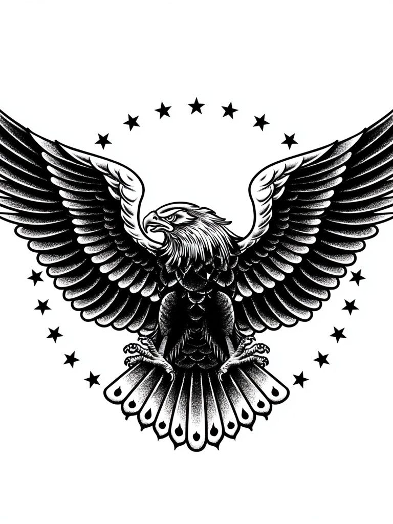 Eagle Emblem Black-White Print. poster — illustration art