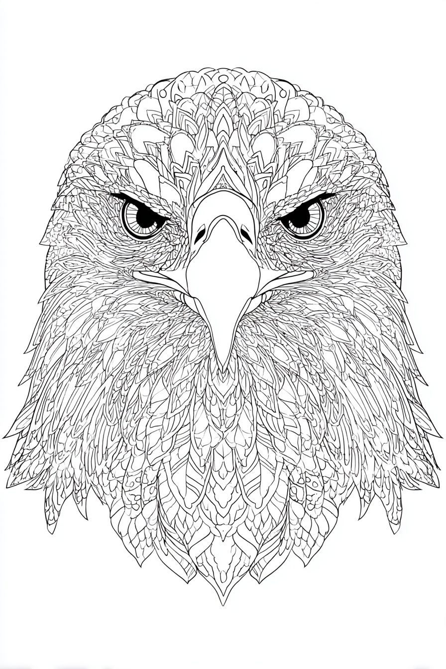 Ornate Eagle Line Art Poster. poster detail