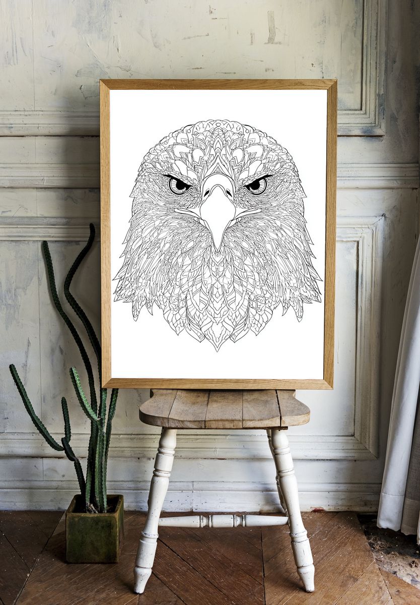 Ornate Eagle Line Art Poster room preview