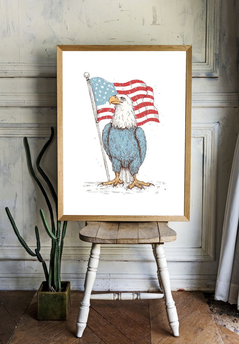 Bald Eagle with American Flag Poster room preview