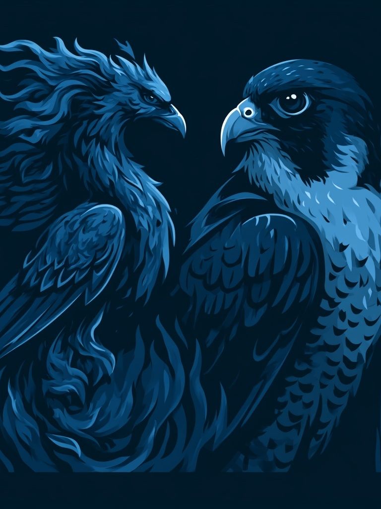 Blue Eagle Duo Illustration Poster. poster — illustration art