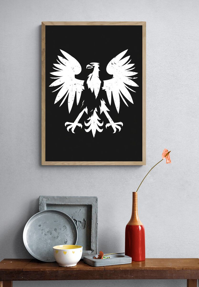 White Eagle Crest Typography Print. — room view 3