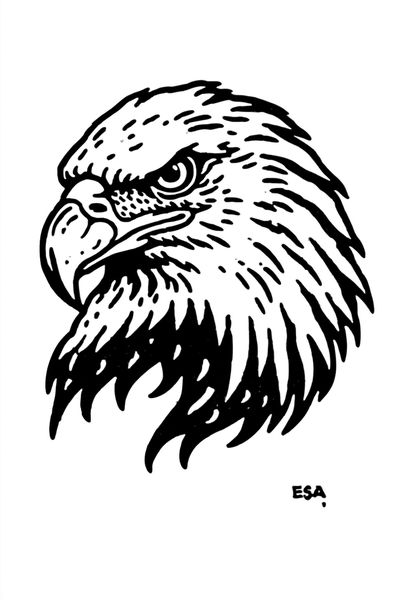 Eagle Head Ink Print. poster