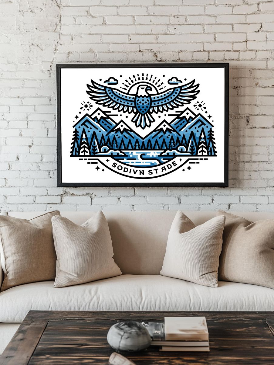 Eagle Mountain Emblem Illustration Poster. room preview
