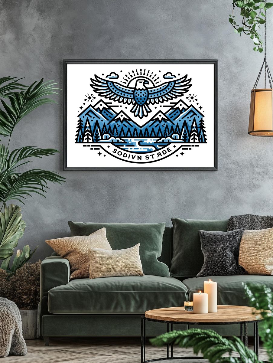 Eagle Mountain Emblem Illustration Poster. — room view 4