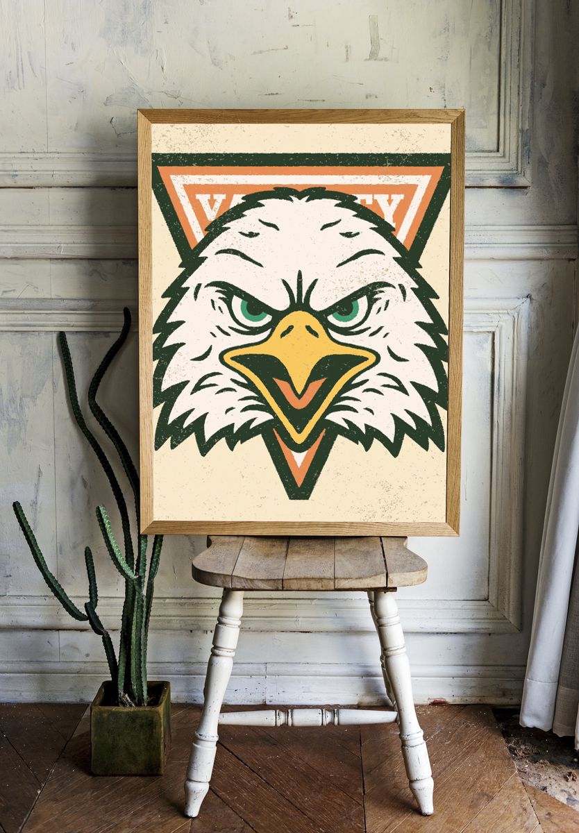 Eagle Mascot Vintage Poster. room preview