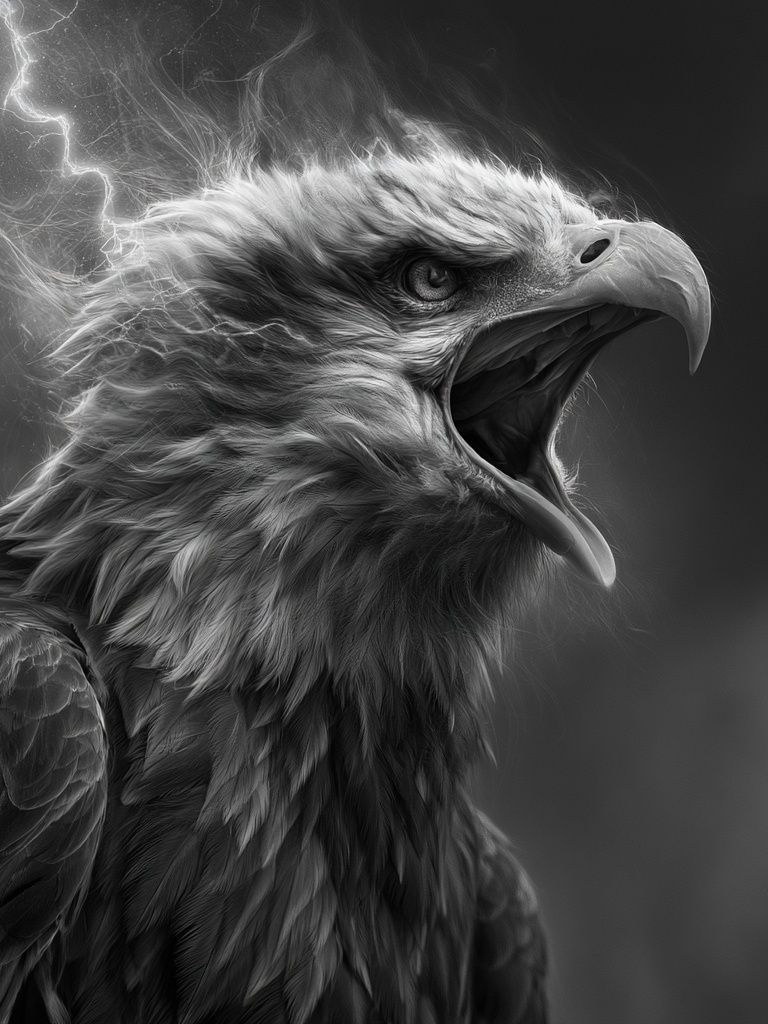 Majestic Eagle Black-White Poster. poster — animals art