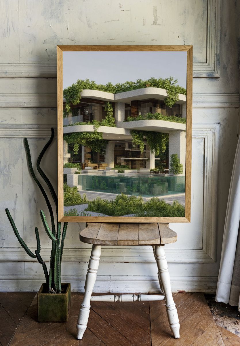 Modern Eco-Friendly House Poster. — room view 1