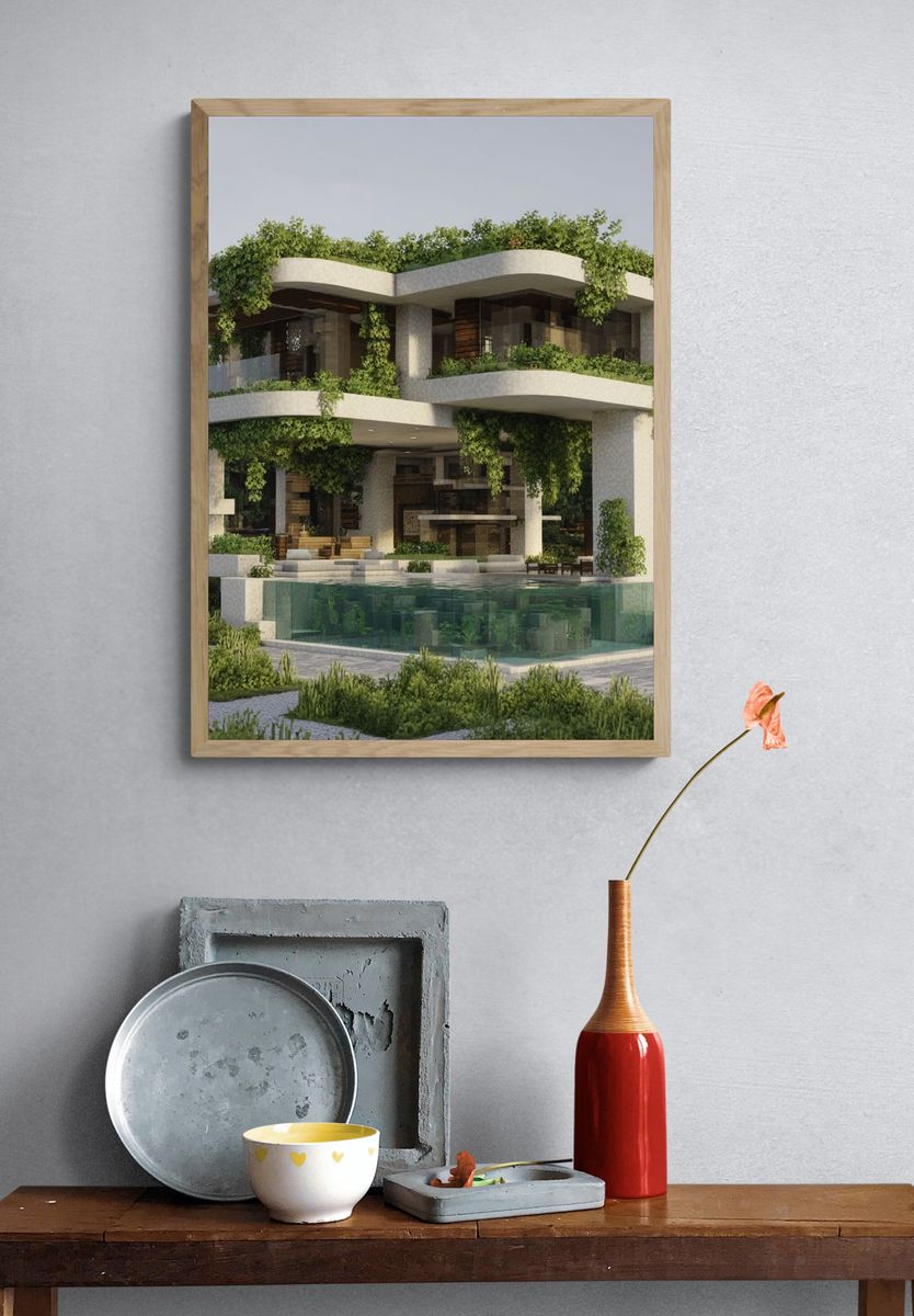 Modern Eco-Friendly House Poster. — room view 3