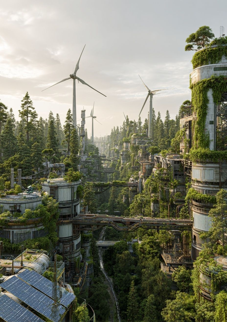 Futuristic Eco-City — Digital Art Print. poster — illustration art