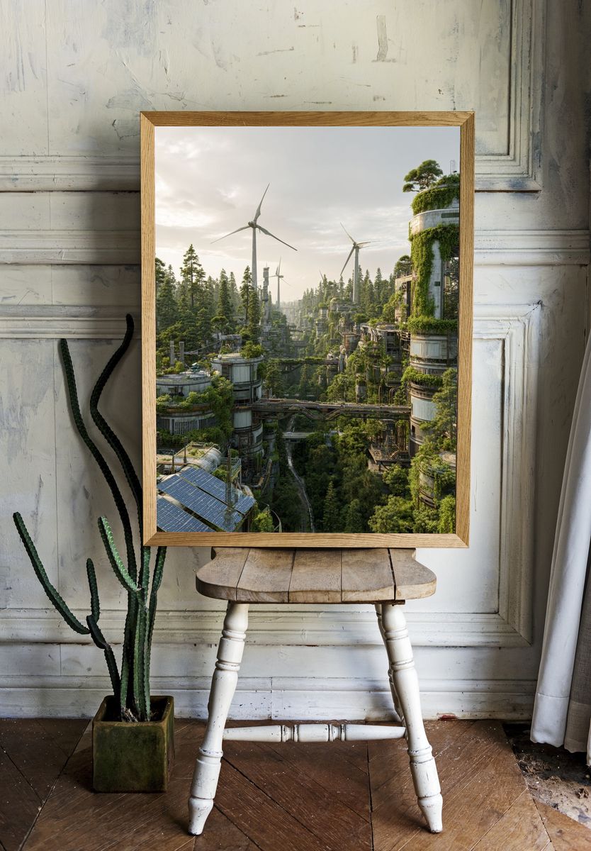 Futuristic Eco-City — Digital Art Print room preview