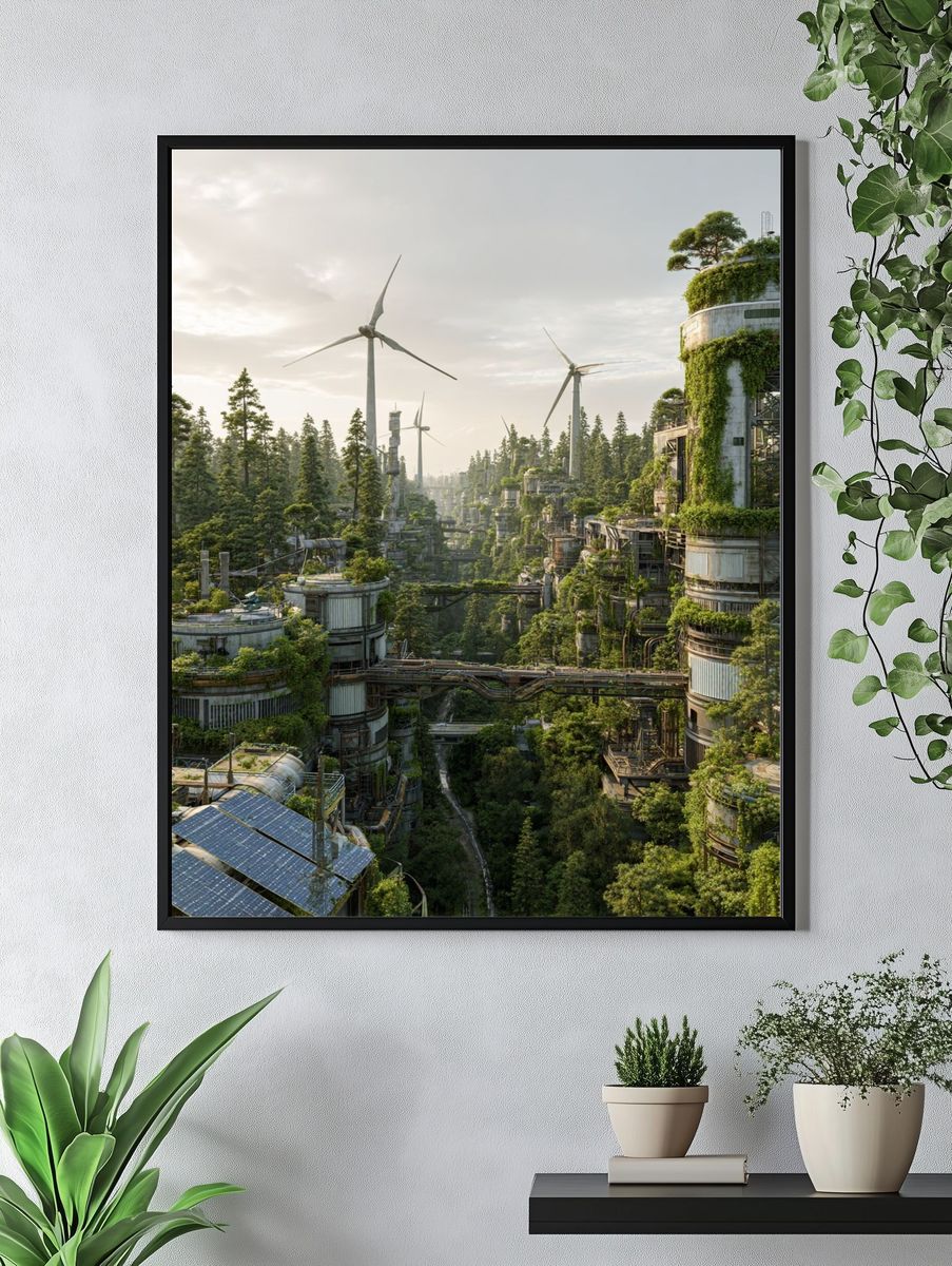 Futuristic Eco-City — Digital Art Print. — room view 4