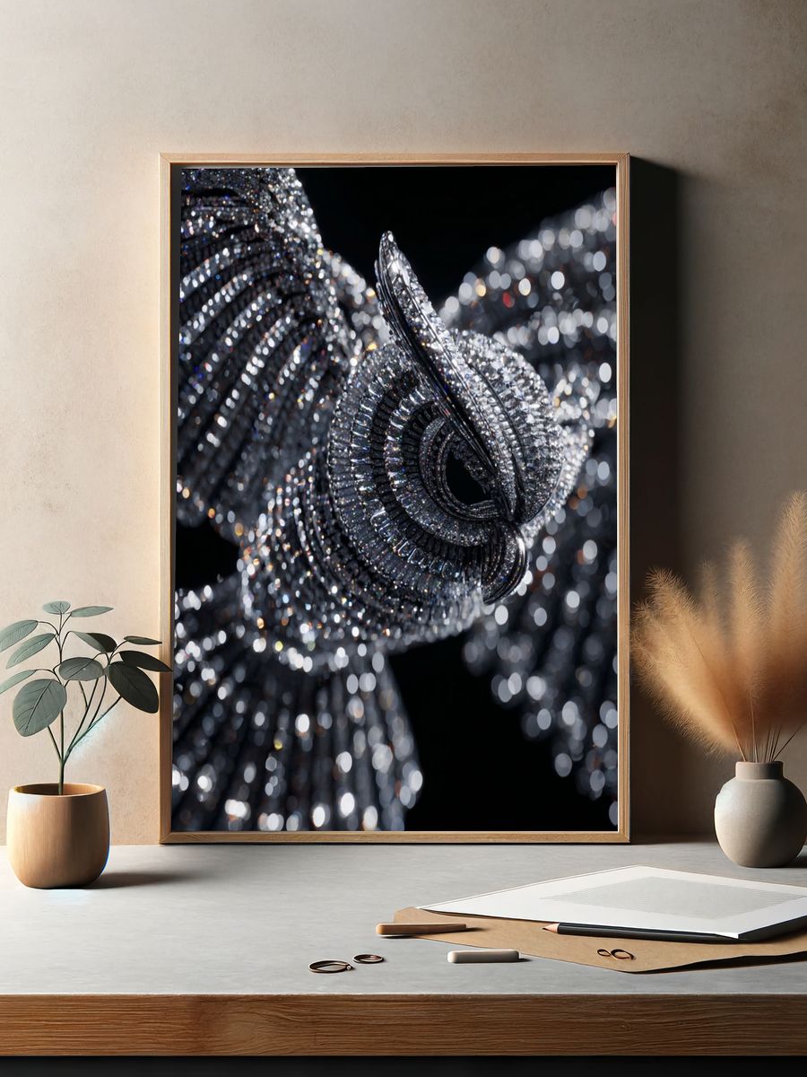 Elegant Crystal Chandelier — Fine Art Print. — room view 2
