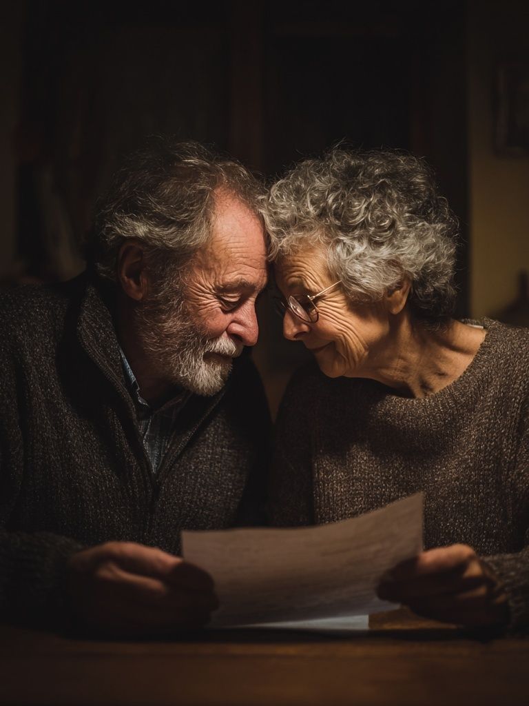 Elderly Couple Sharing a Moment — Photography Print. poster detail