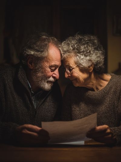 Elderly Couple Sharing a Moment — Photography Print. poster