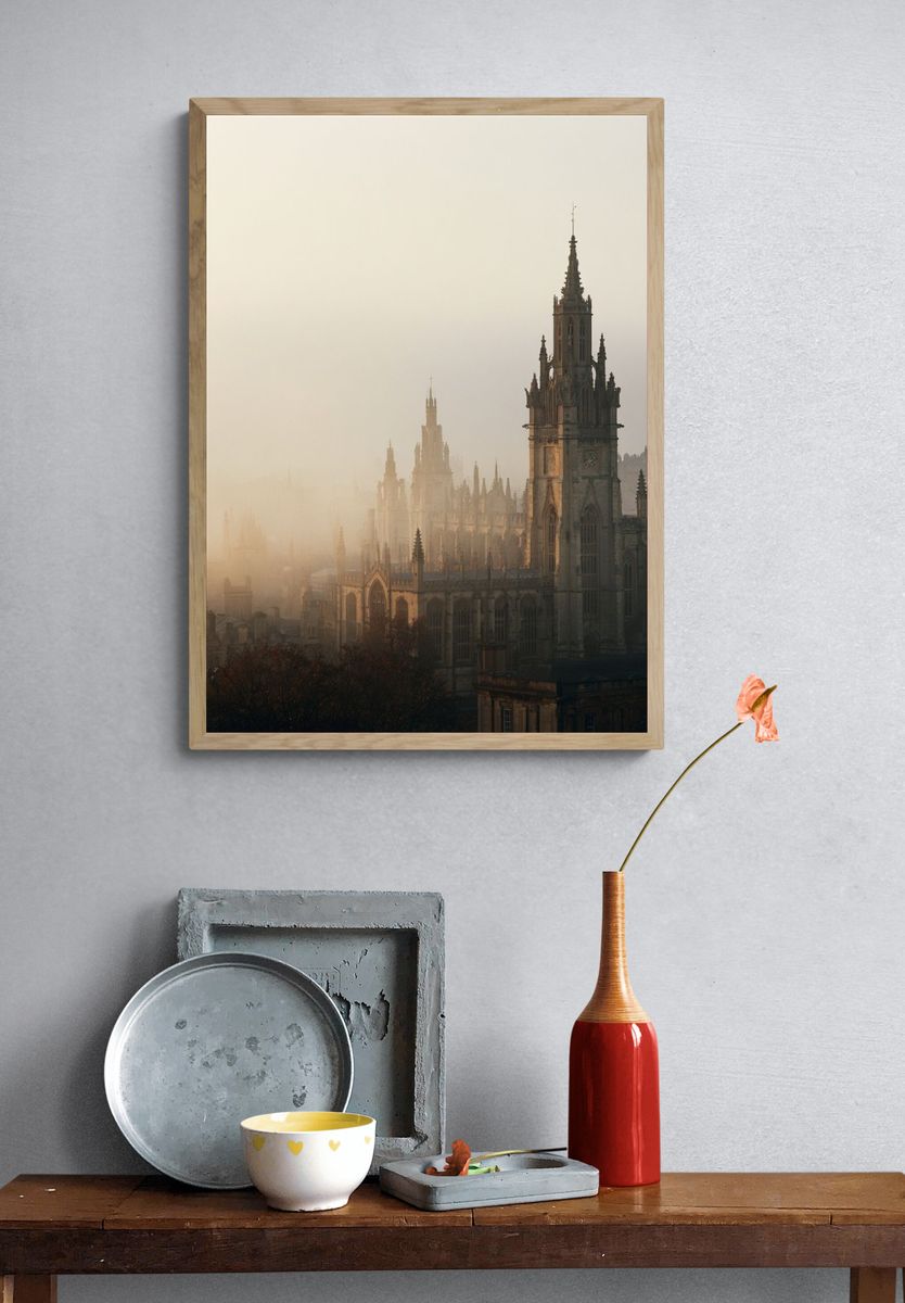 Edinburgh Gothic Skyline Photography Poster. — room view 3