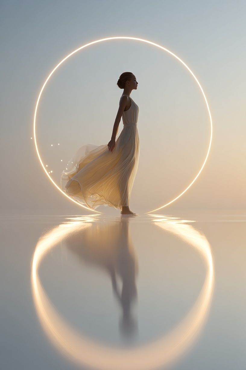 Ethereal Figure in Light Circle Poster. poster — fine-art art