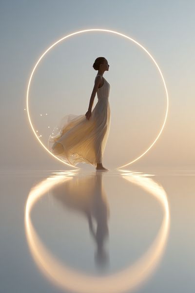 Ethereal Figure in Light Circle Poster. poster print