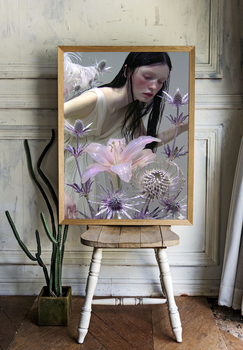 Ethereal Floral Portrait — Fine Art Print room preview