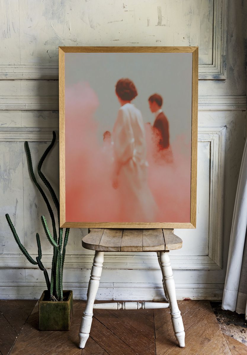 Ethereal Figures in Pink Smoke Poster room preview