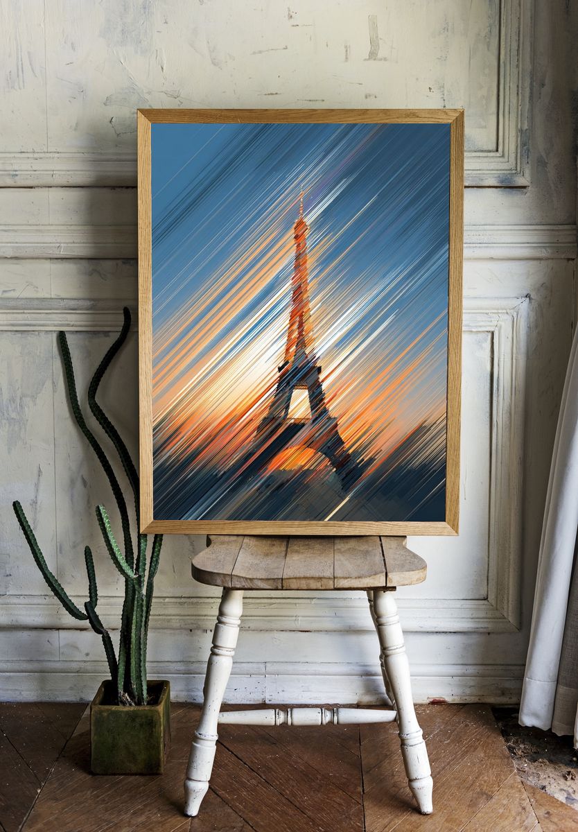 Eiffel Tower Sunset Abstract Poster room preview