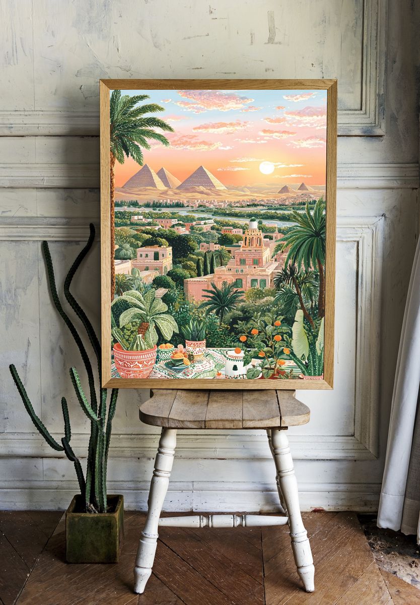 Egyptian Landscape at Sunset — Art Print. room preview